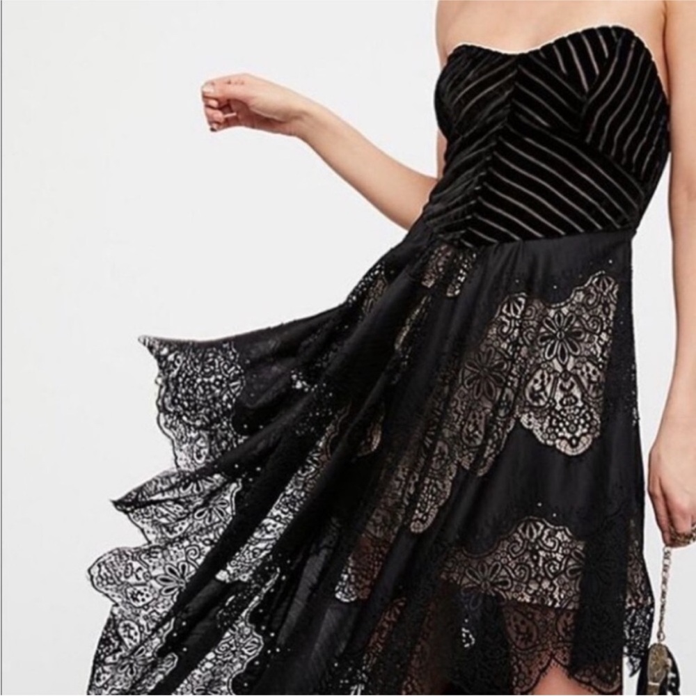 Dark Fairy Lace & Velvet Free People Dress